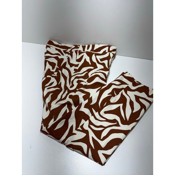 Spanx Clay Zebra Stripe Ankle Pants Brown White Women’s Sz Medium Mob Wife New - Picture 1 of 11